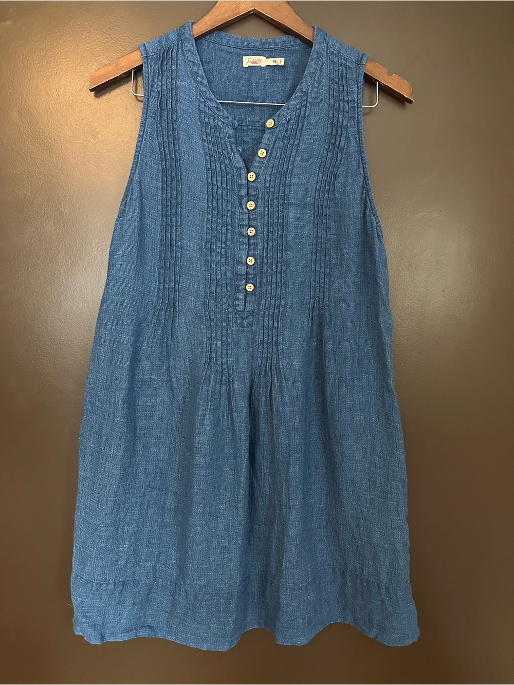 FAHERTY Isha Basketweave Sleeveless Linen Mini Dress Size Medium